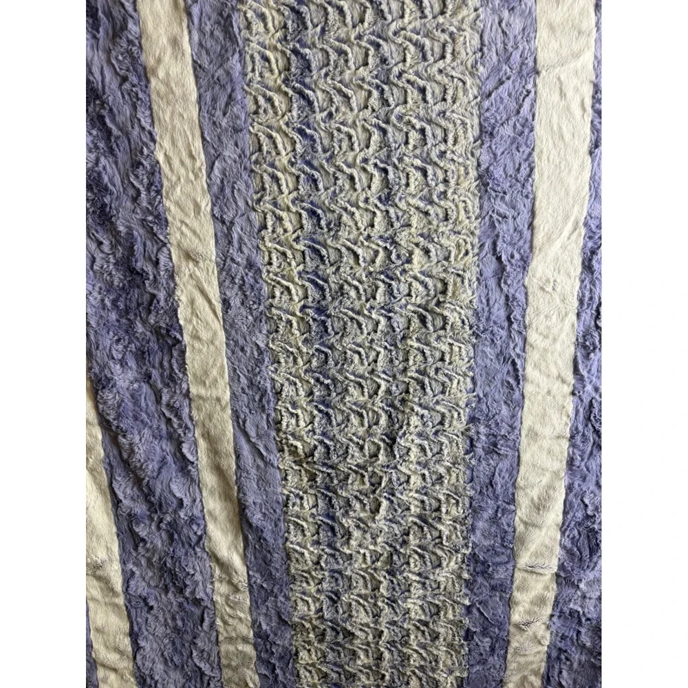 Sew Sweet Minky Designs 80x57  Throw Blanket Purple Striped Luxury Plush USA